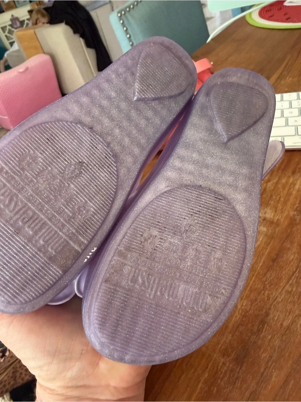 Mini Melissa Girls Lavender Floral Jelly Mary Jane Shoes